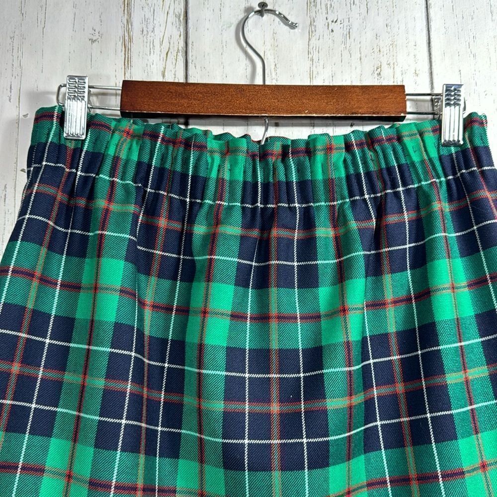 J.Crew Plaid Wool Mini Skirt Green Navy Tartan Preppy Classic 0 Academia Holiday - Picture 7 of 13
